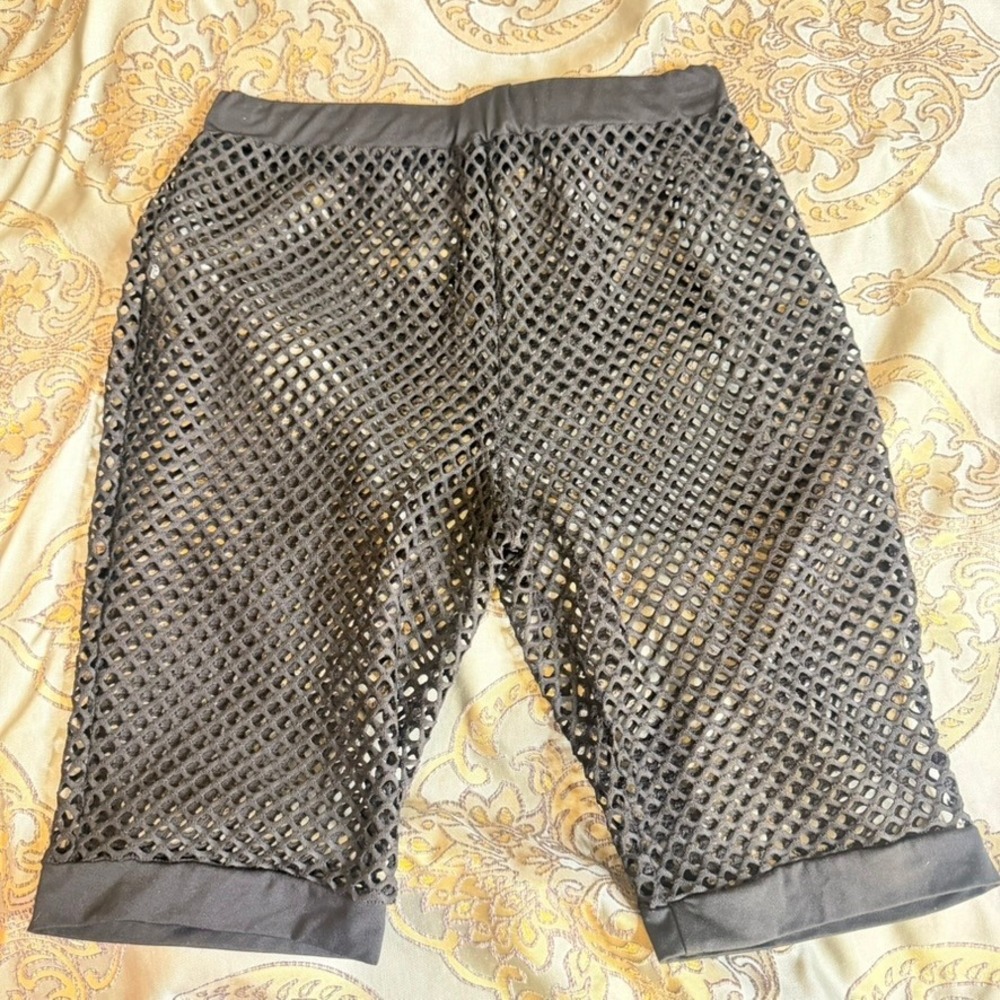 Black Mesh Biker Shorts Fishnet Rave Festival Layering Bottoms